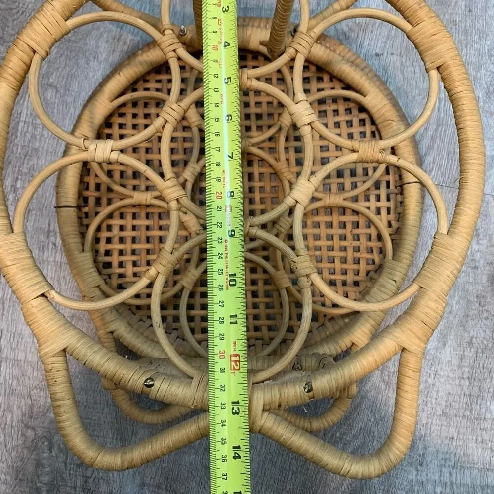 Vintage 60s Wicker Wine Bottle Rack Holder Decor 70s